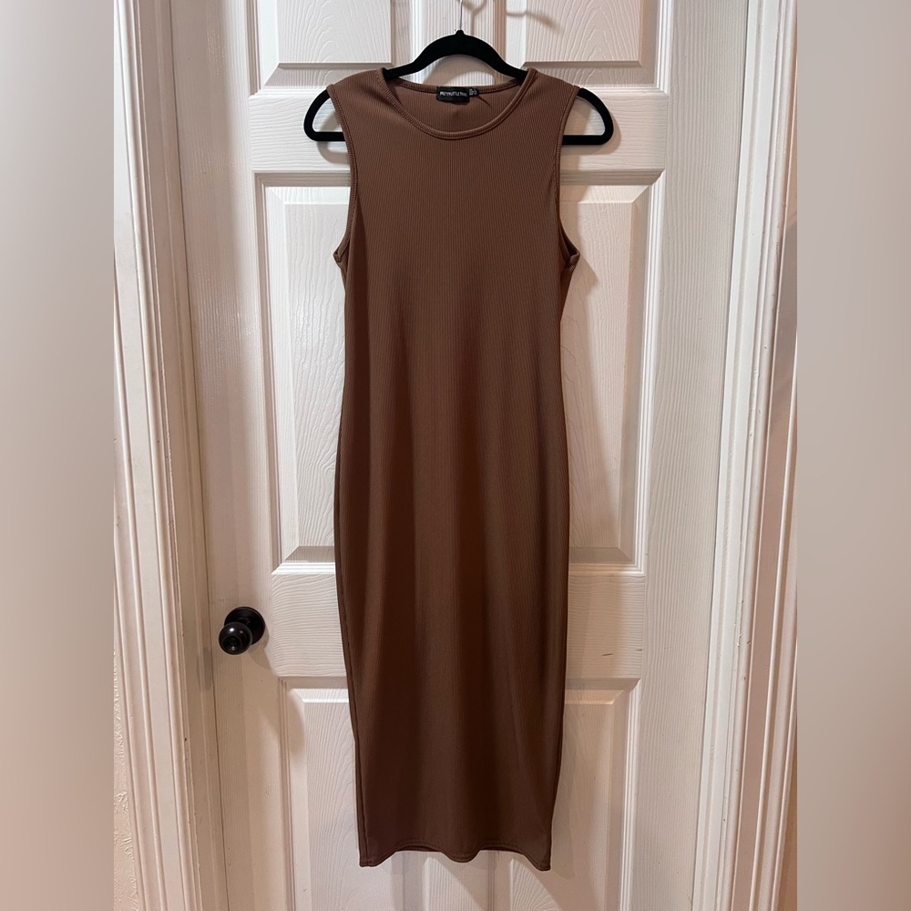 PrettyLittleThing Brown Midi Dress